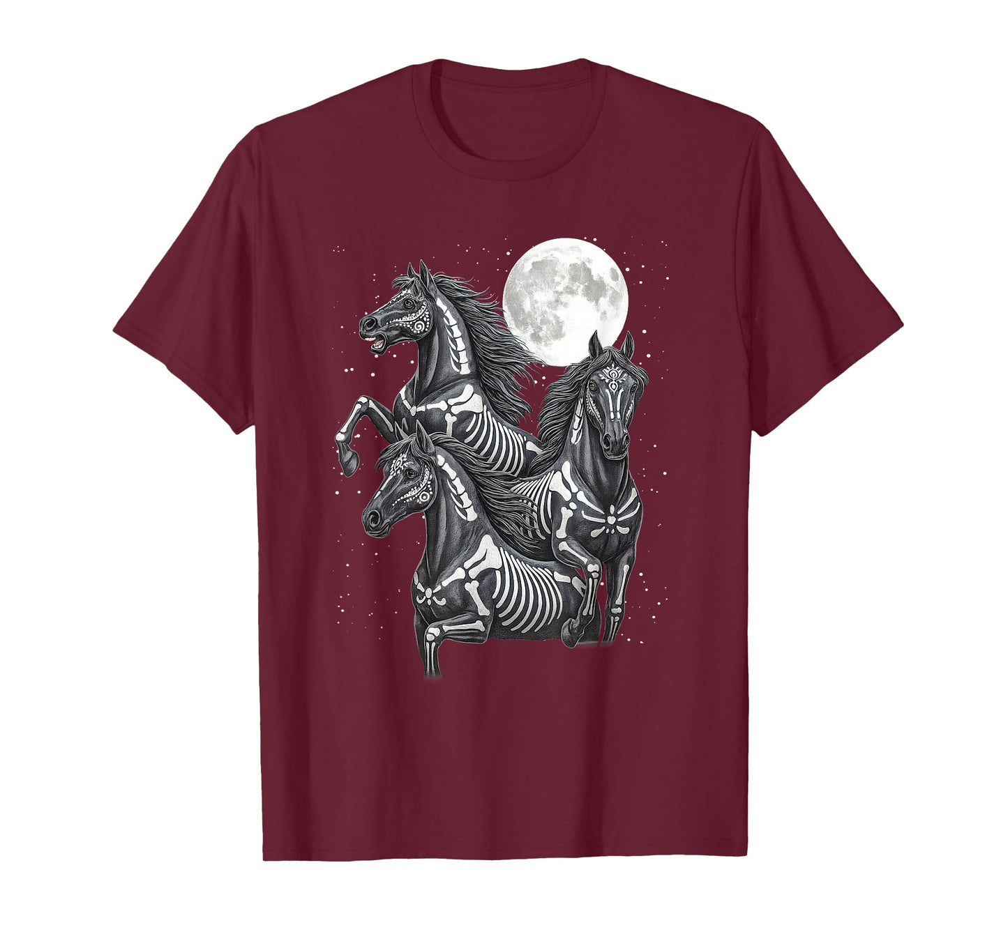 Three Horse Moon - Día de Los Muertos Skeleton Horse T-Shirt