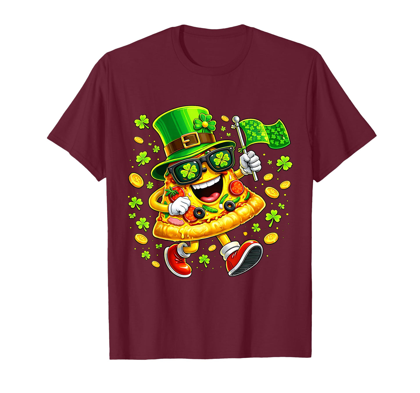 St Patrick’s Day Lucky Pizza Shamrock Leprechaun Hat Irish T-Shirt