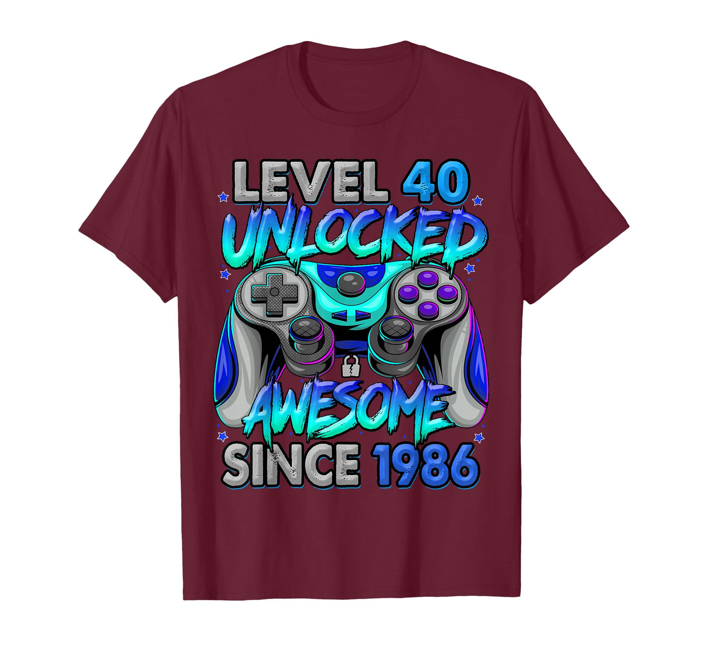 Level 40 Unlocked Awesome Since 1986 40th Birthday Gaming T-Shirt