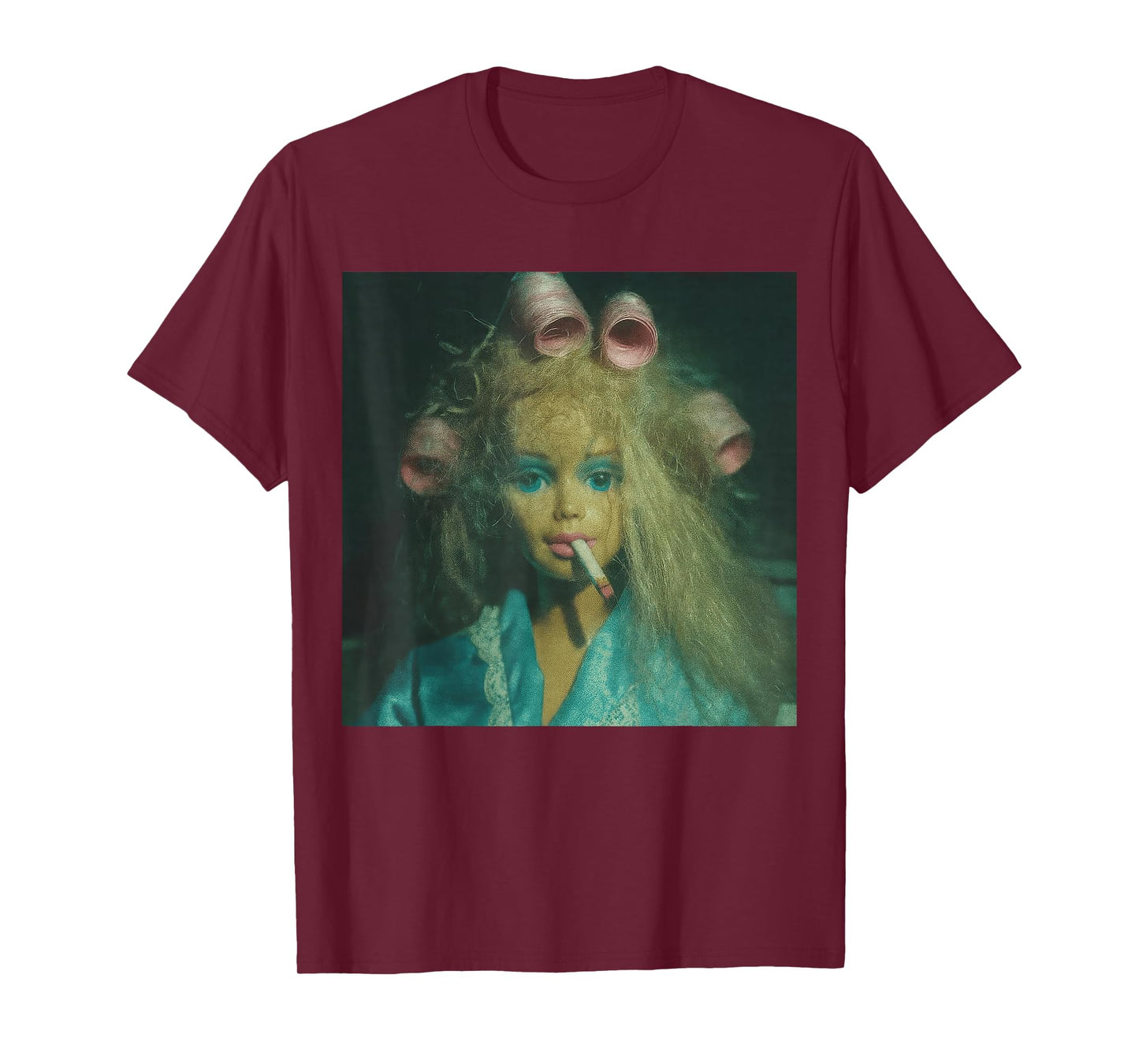 Funny Disgusted Doll face Smoking Cigarette Meme T-Shirt