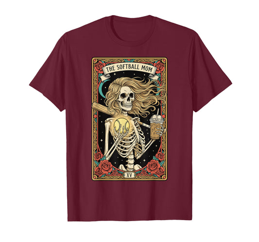 Softball Mom Tarot Card Skeleton Softball Mama Mothers Day T-Shirt