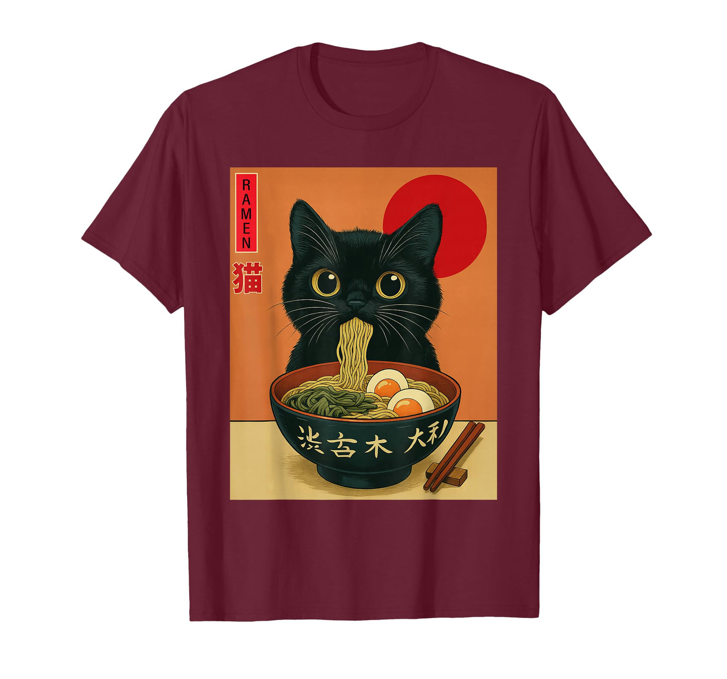 Cat Ramen Japanese Funny Graphic Tees Kawaii Cat Anime Gifts T-Shirt