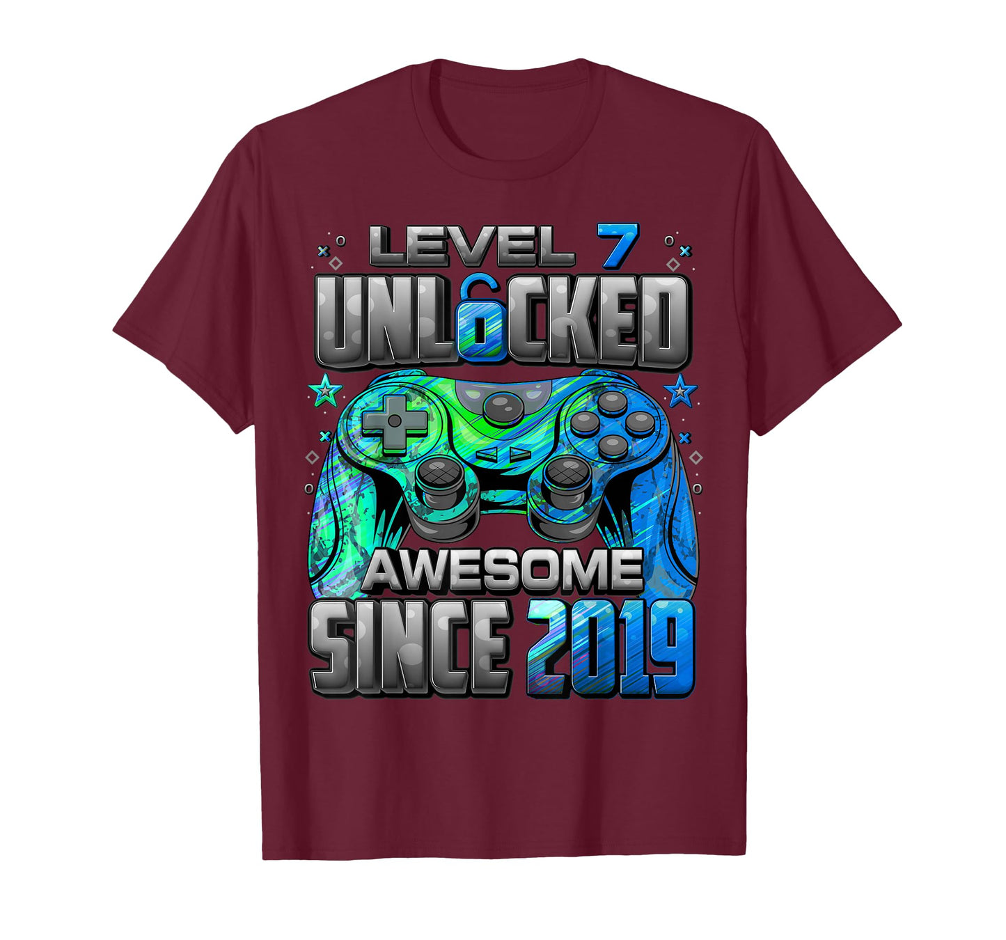 Level 7 Unlocked Awesome Since 2019 7th Birthday Gaming T-Shirt