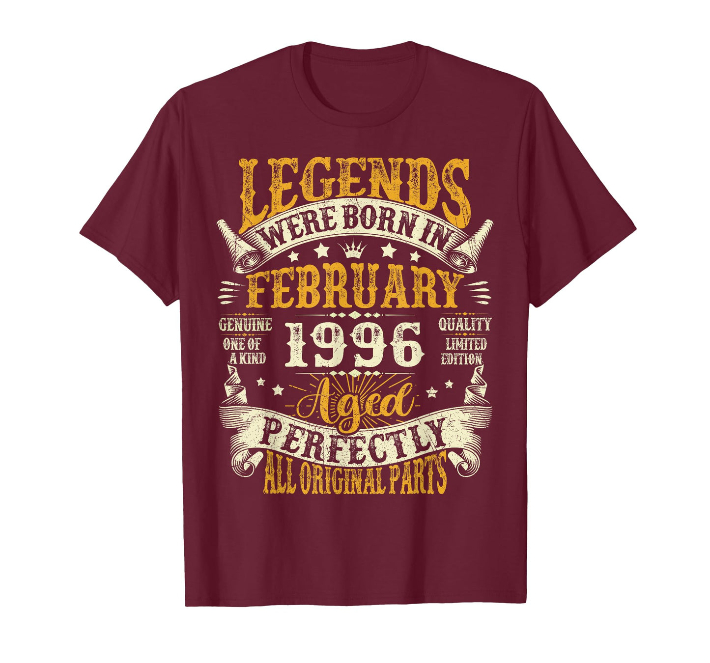 Legends were Born in February 1996 Vintage 30th Birthday Men T-Shirt
