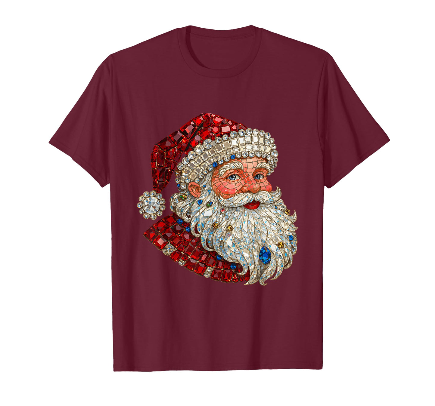 Jeweled Glam Santa Sparkle Christmas T-Shirt