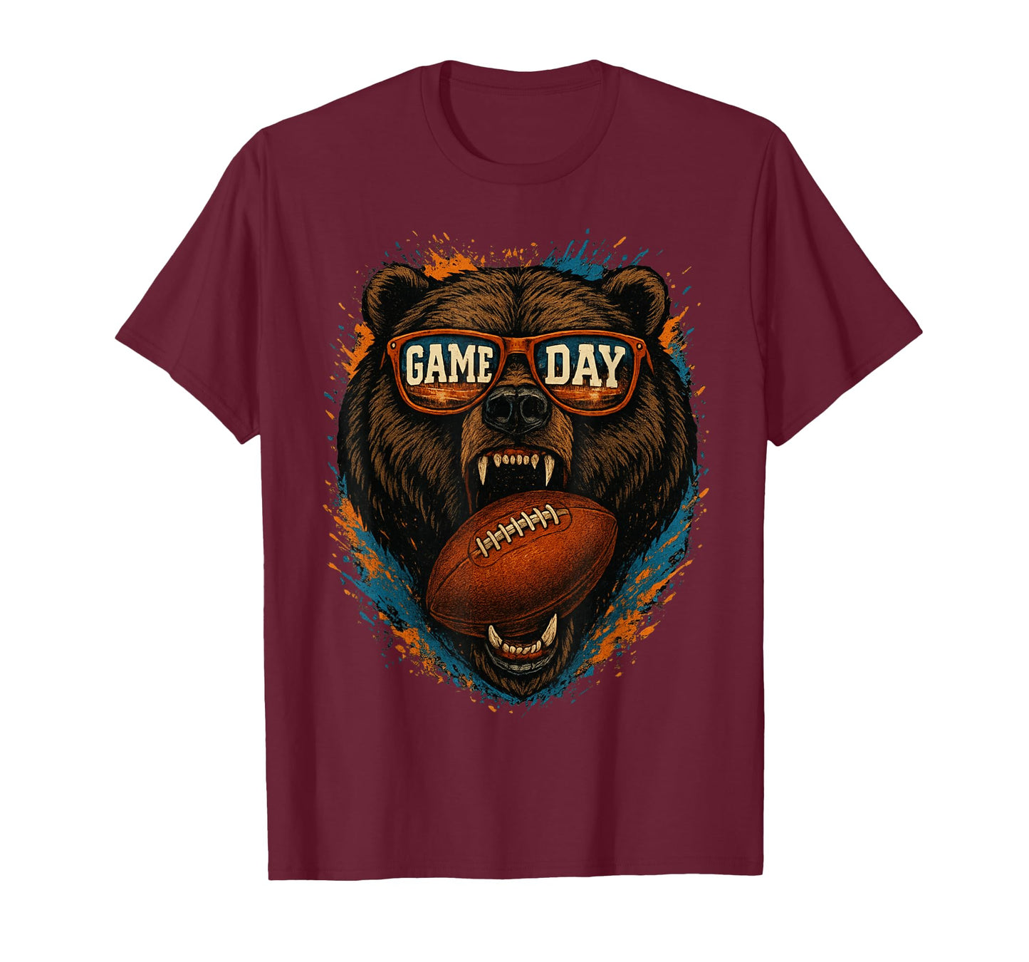 Funny Football Bear Game Day Shirt Retro Vintage Sport Gifts T-Shirt