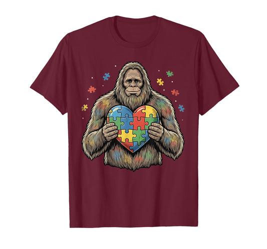 Autism Awareness Puzzle Heart Autistic Bigfoot Boys Girls T-Shirt