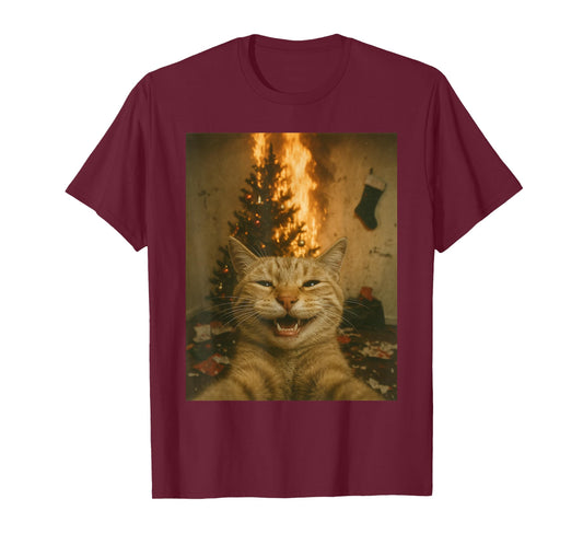 Christmas Cat Selfie Festive Ginger Cat T-Shirt