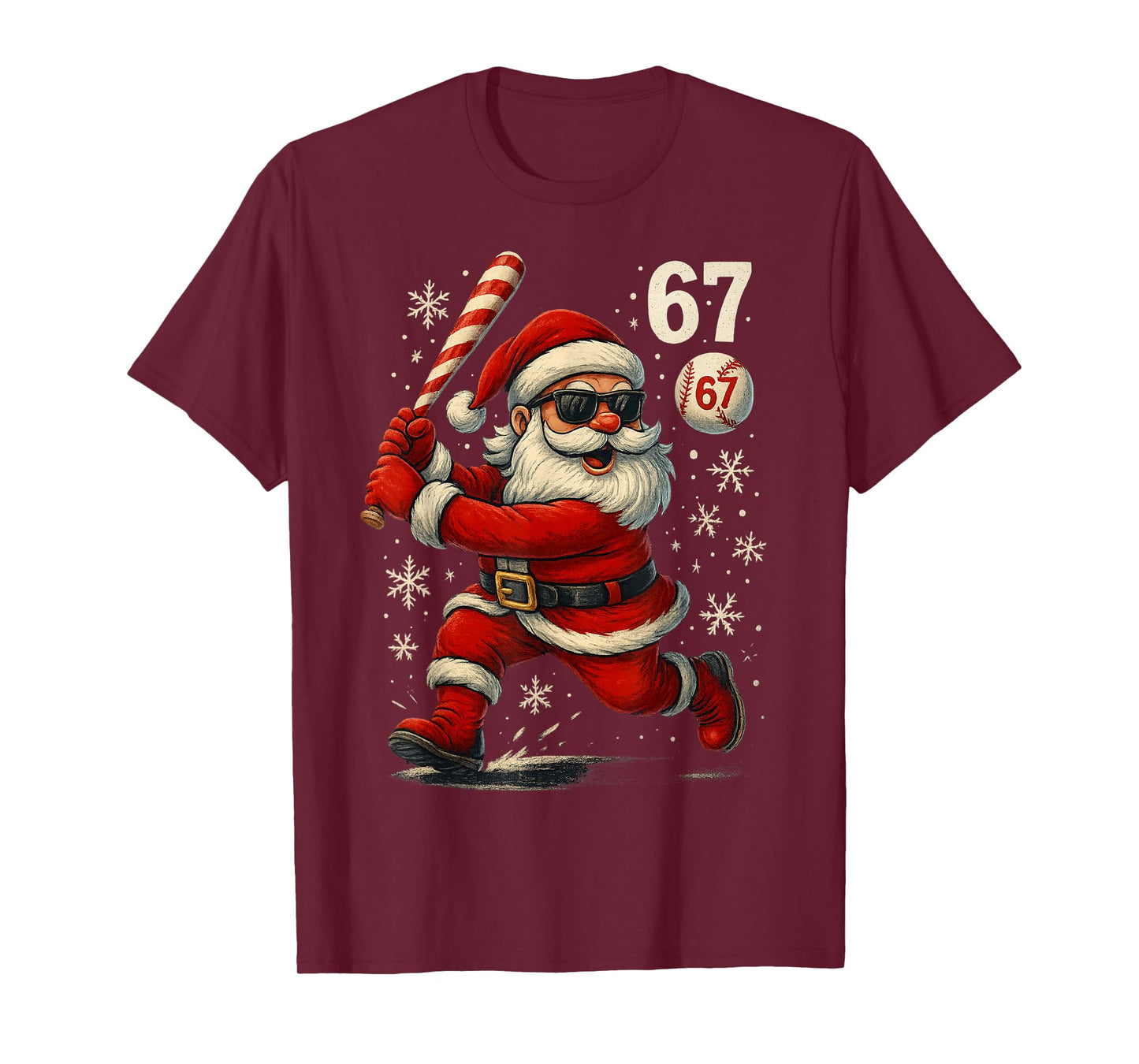 Funny Baseball Santa 67 Christmas Xmas Pajamas Boys T-Shirt