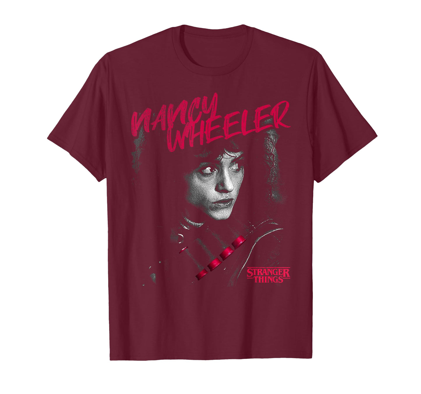 Stranger Things Nancy Wheeler Black and White Red Cartridges T-Shirt