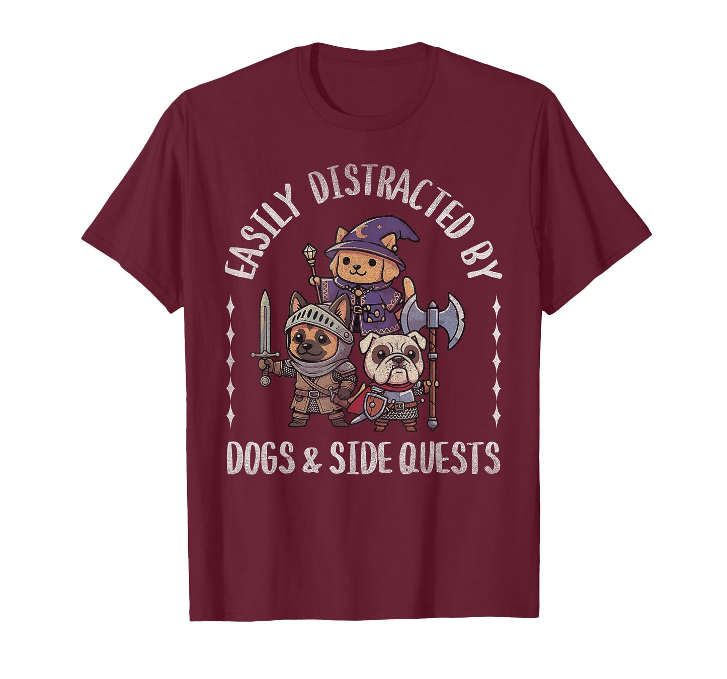 Funny Gamer Easily Distracted by Dogs Side Quests Adult Kids T-Shirt