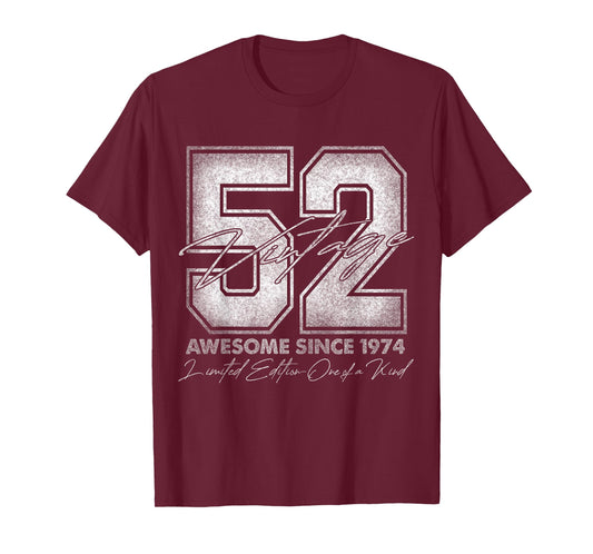 52 Year Old Gifts Vintage 1974 Limited Edition 52nd Birthday T-Shirt