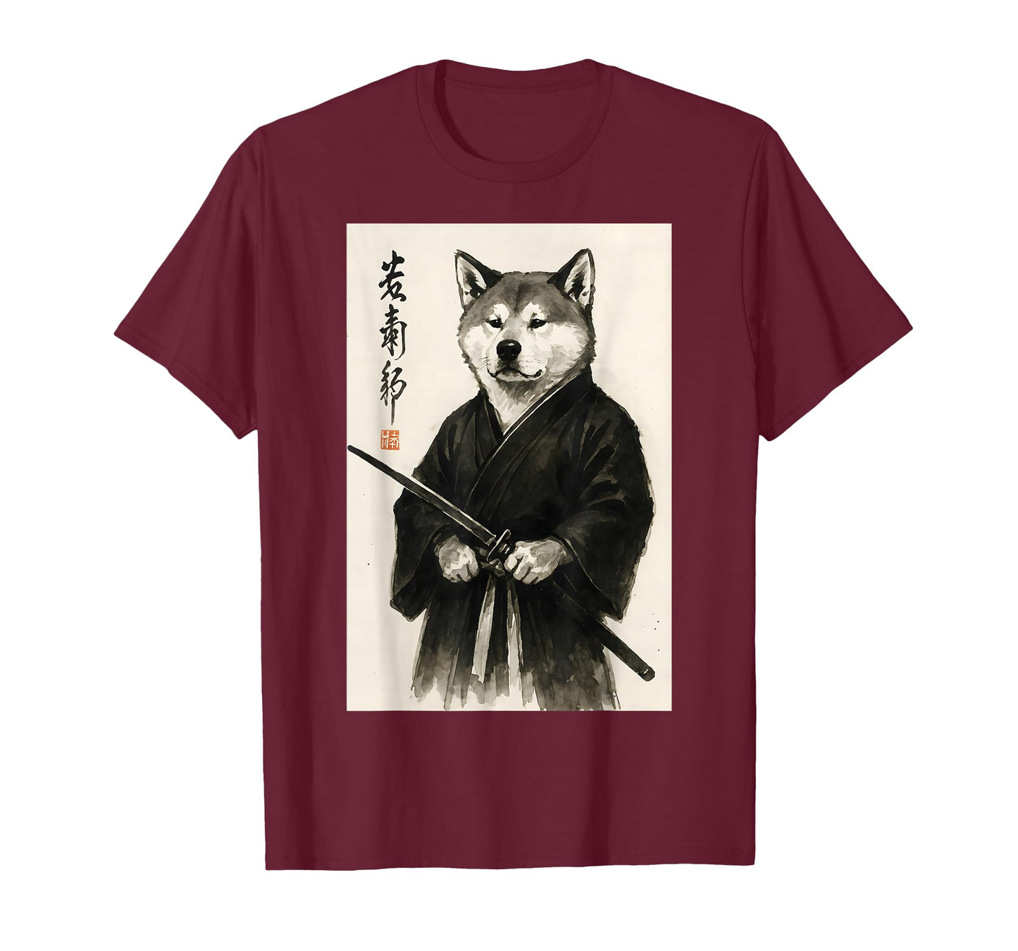 Traditional Sumi-e Aesthetic Warrior Japanese Akita Inu T-Shirt