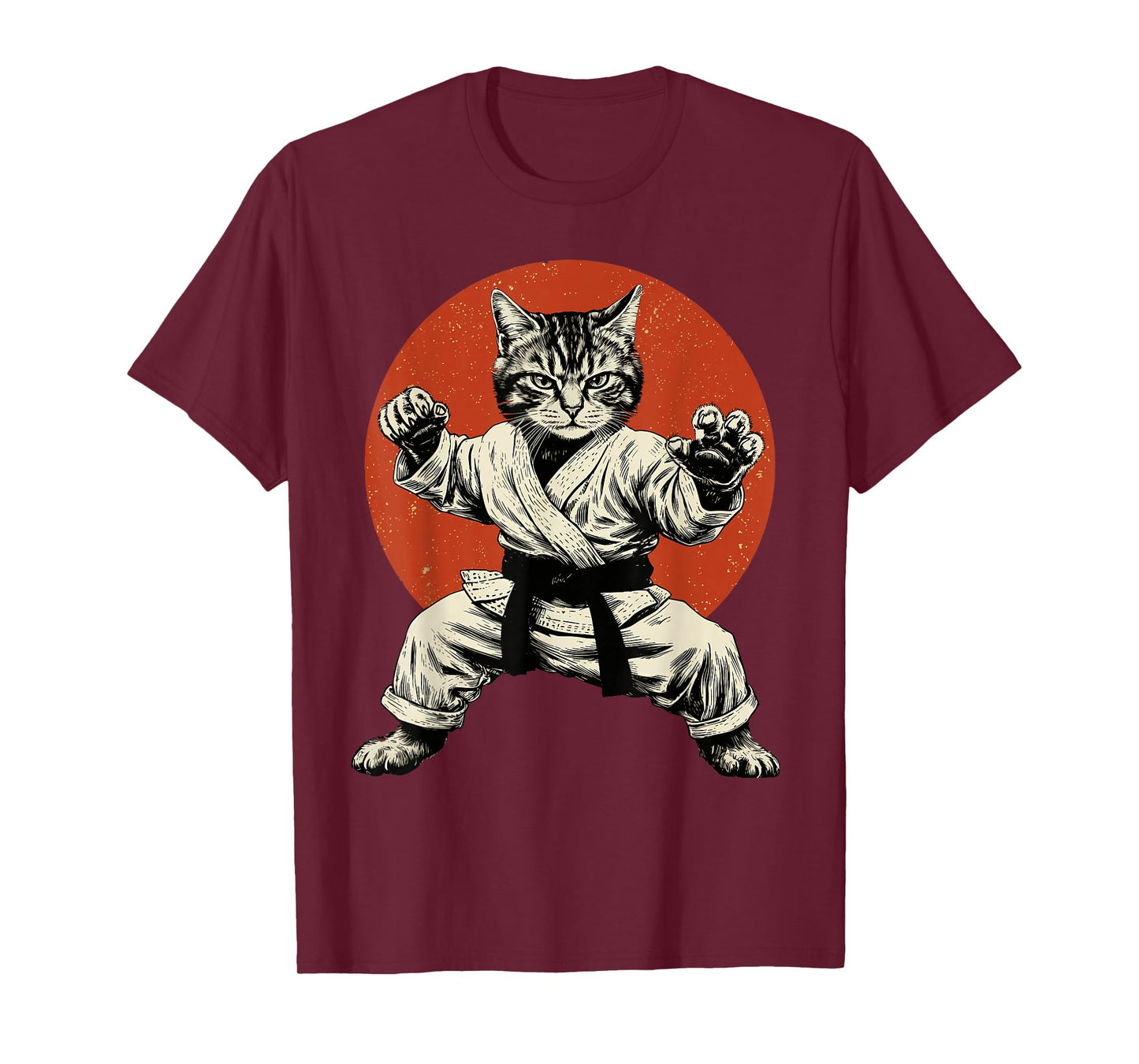 Martial Arts Cat Karate Judo Japanese Flag Funny Japan Anime T-Shirt