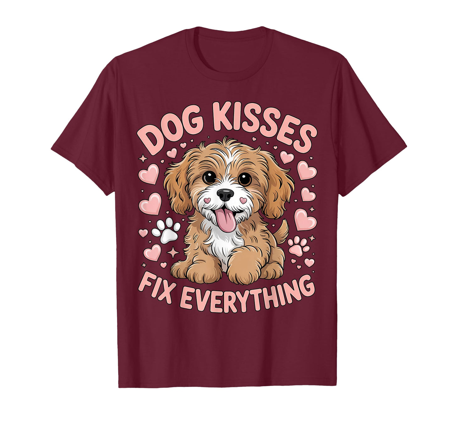 Cute Puppy Hearts Paws Dog Kisses Fix Everything T-Shirt