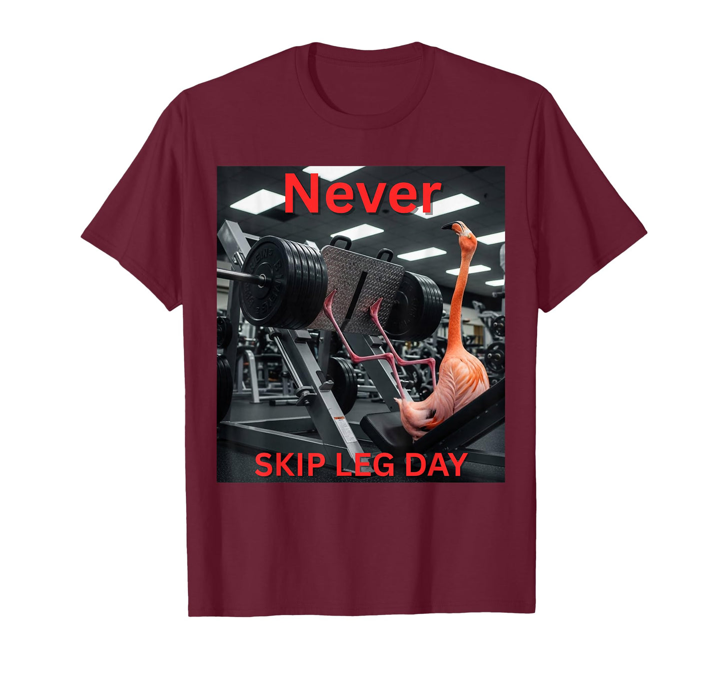 Funny Flamingo Never Skip Leg Day Motivational Workout T-Shirt
