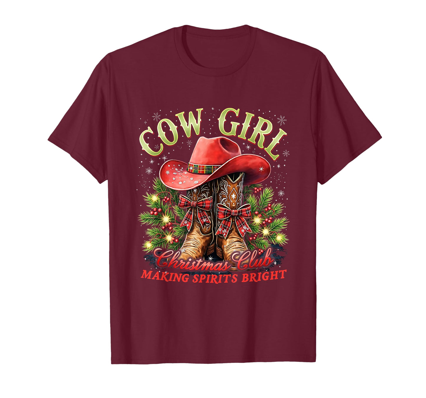 Cowgirl Howdy Christmas Y'all Xmas Wild West Coquette T-Shirt