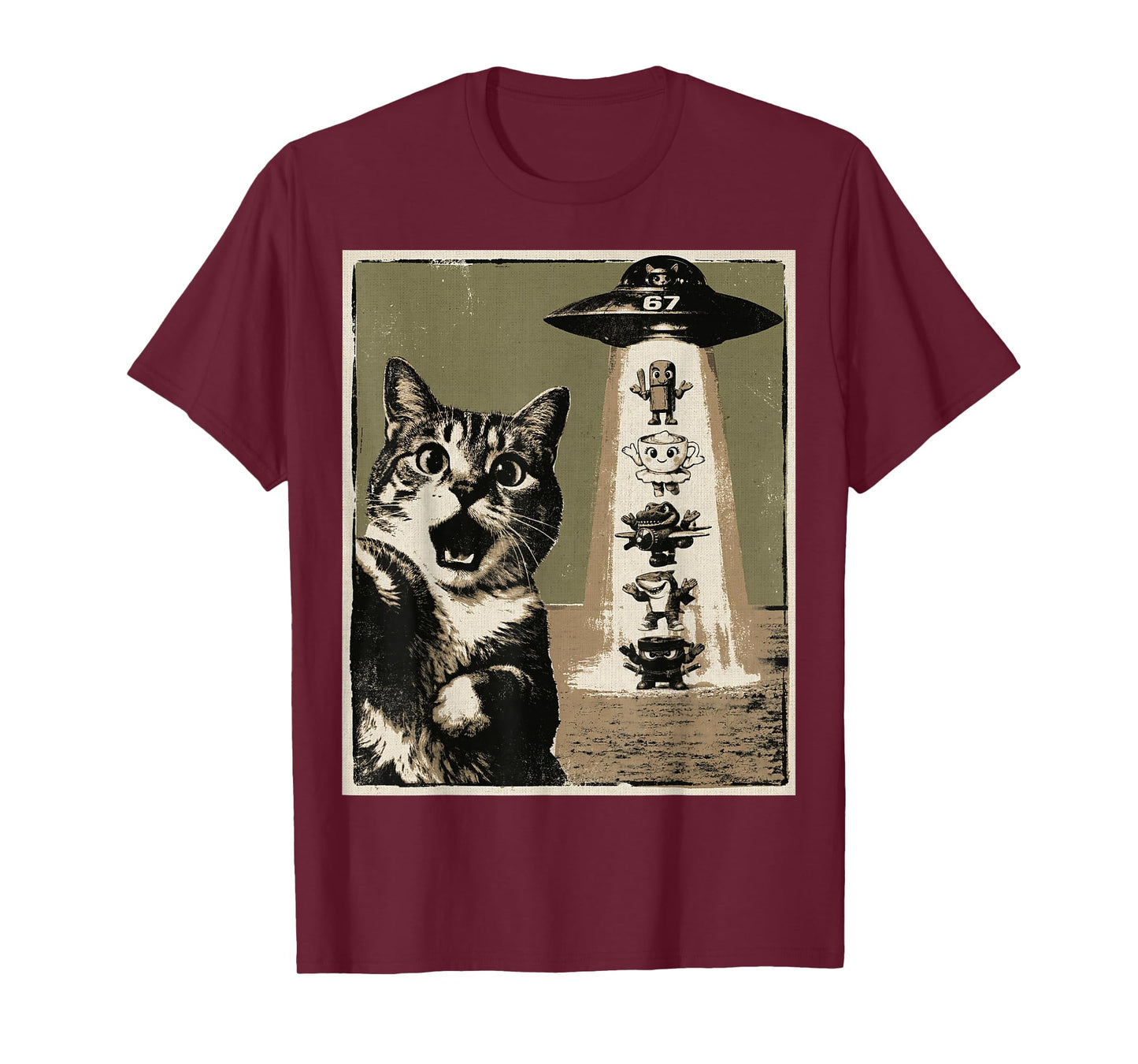 67 Six Seven 6 7 Italian Brainrot Cat Meme Selfie Alien UFO T-Shirt