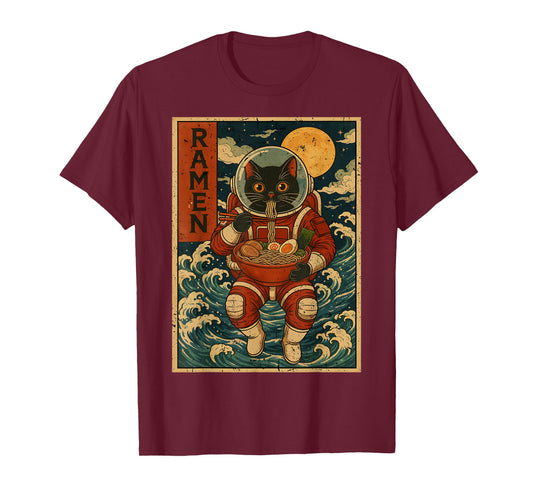 Astronaut Cat Ramen Japanese Graphic Tees Men Women Teens T-Shirt