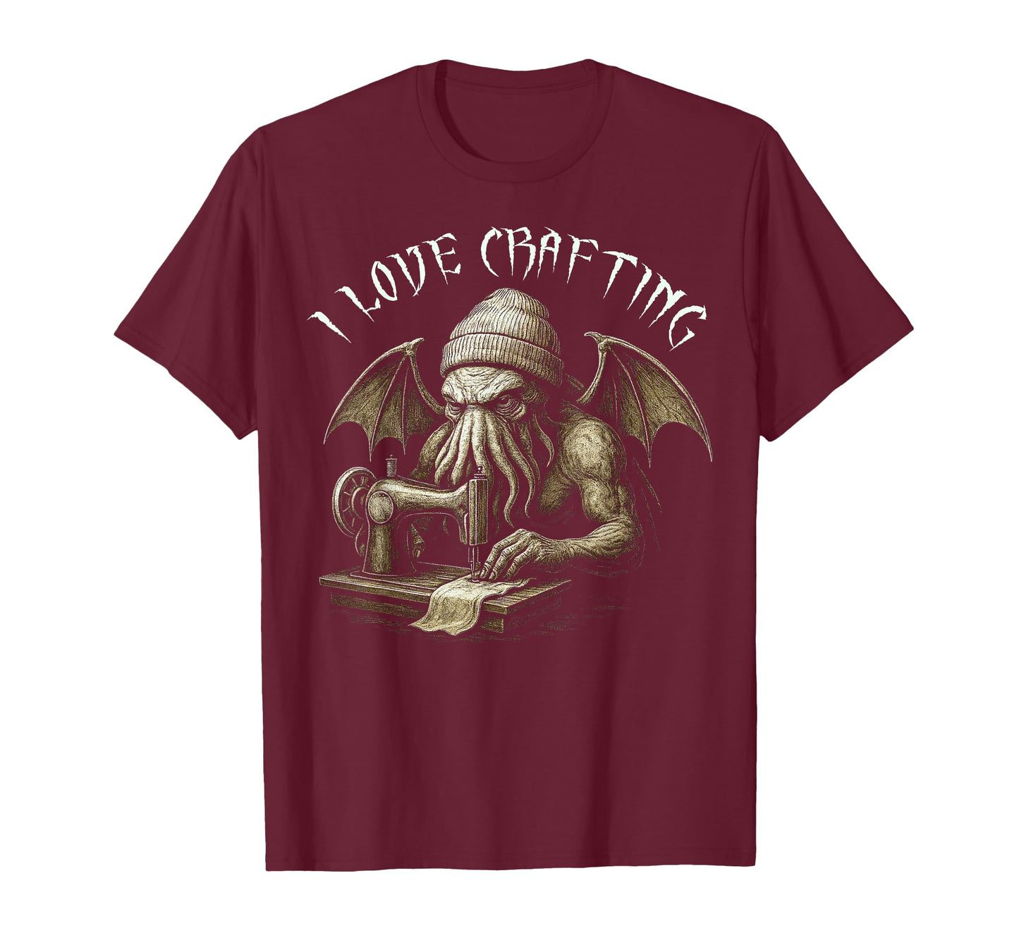 Cthulhu I Love Crafting, Lovecraftian Horror Sewing Cthulhu T-Shirt