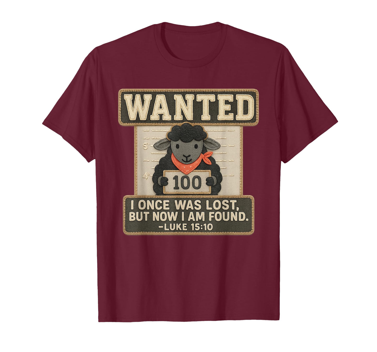Wanted Lost and Found Cute Black Sheep Luke 15:10 Christian T-Shirt