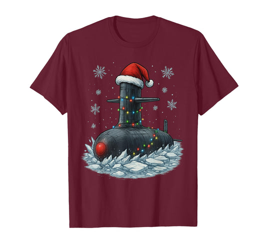 Christmas Lights Wrapped On Military Ohio Class Submarine T-Shirt