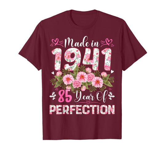 85 Year Old Made in 1941 Floral 85th Birthday Women T-Shirt