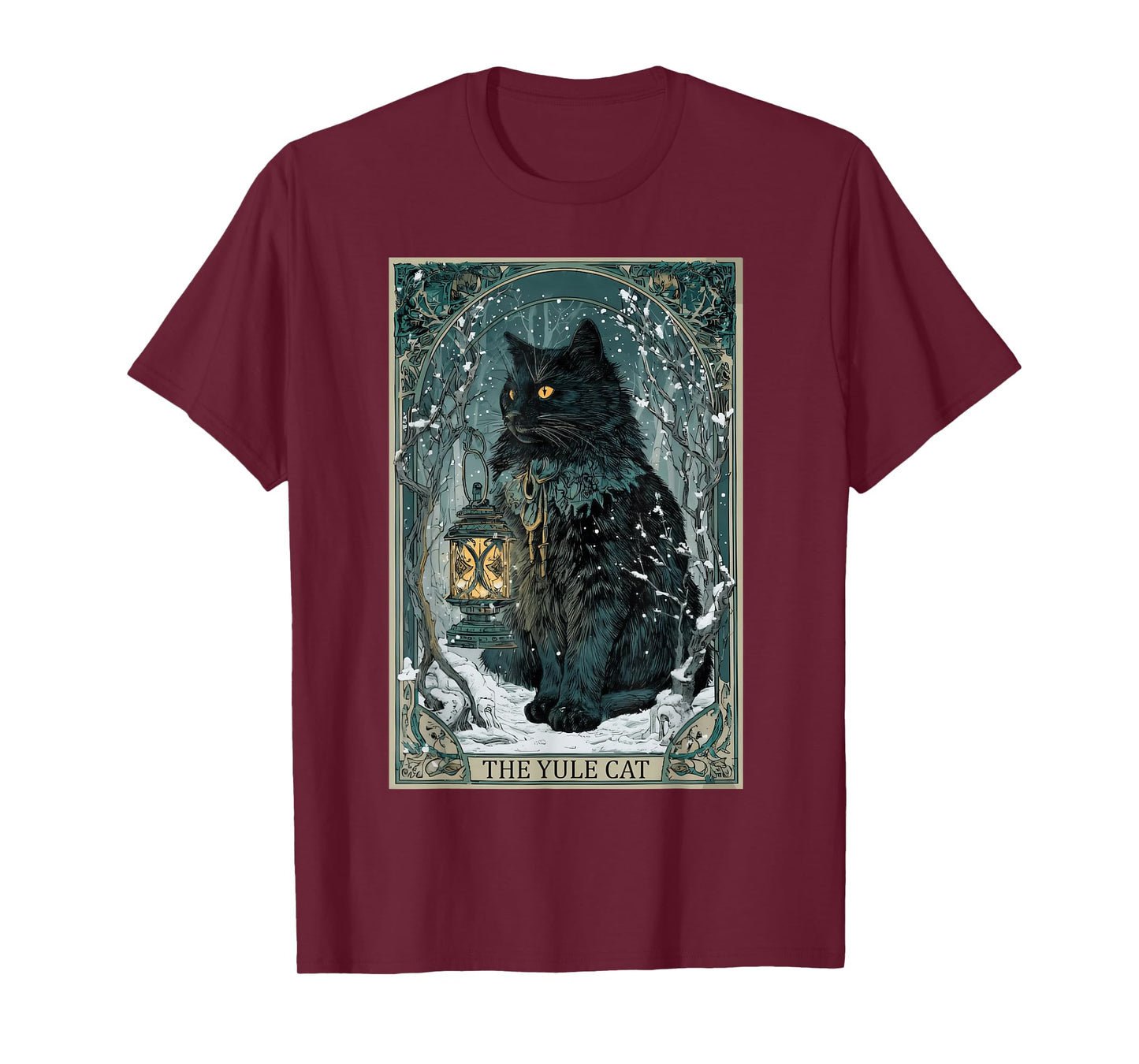 Vintage Creepmas The Yule Cat Tarot Card Dark Christmas T-Shirt