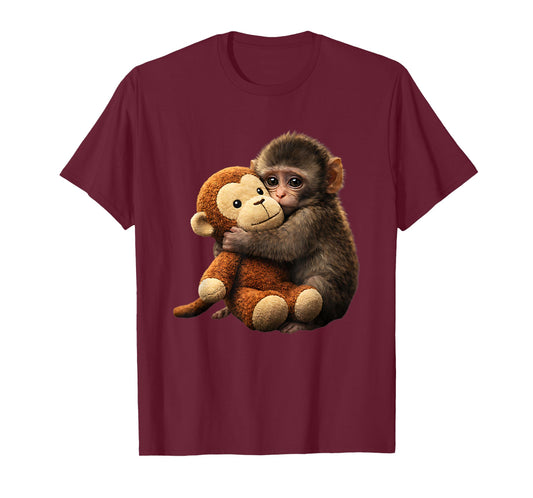 Baby Monkey Punch Plush Cute Monkey Punch Plush Hugging T-Shirt