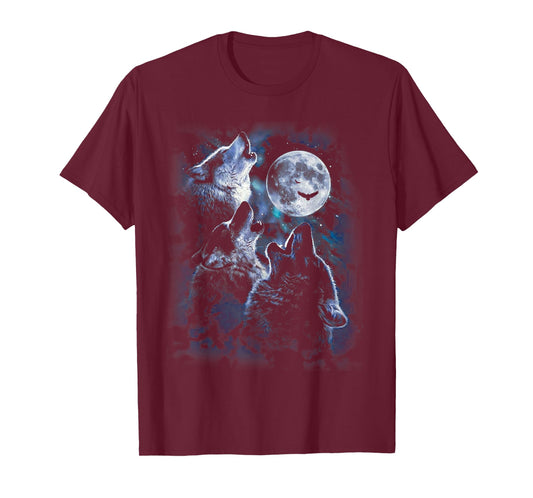 Howling at The Moon Wolf Pack Starry Wildlife Wolves Lovers T-Shirt