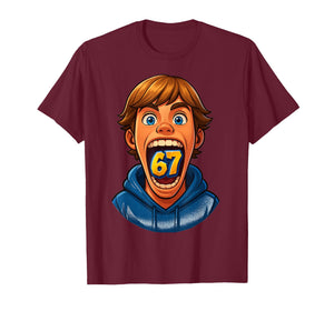 Animated 67 Kid Design with Glowing 67 Icon T-Shirt