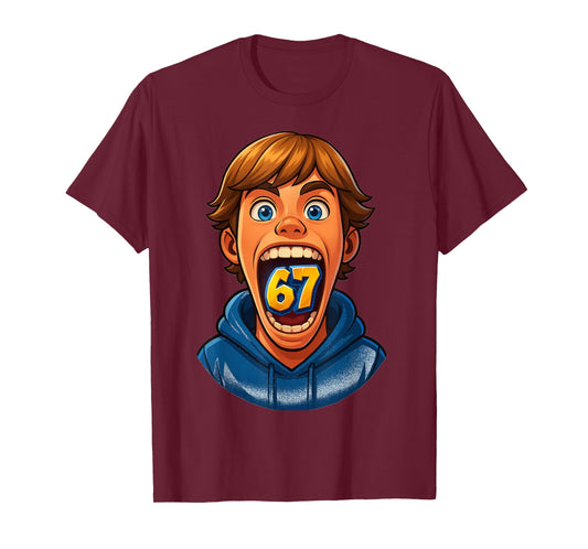 Animated 67 Kid Design with Glowing 67 Icon T-Shirt