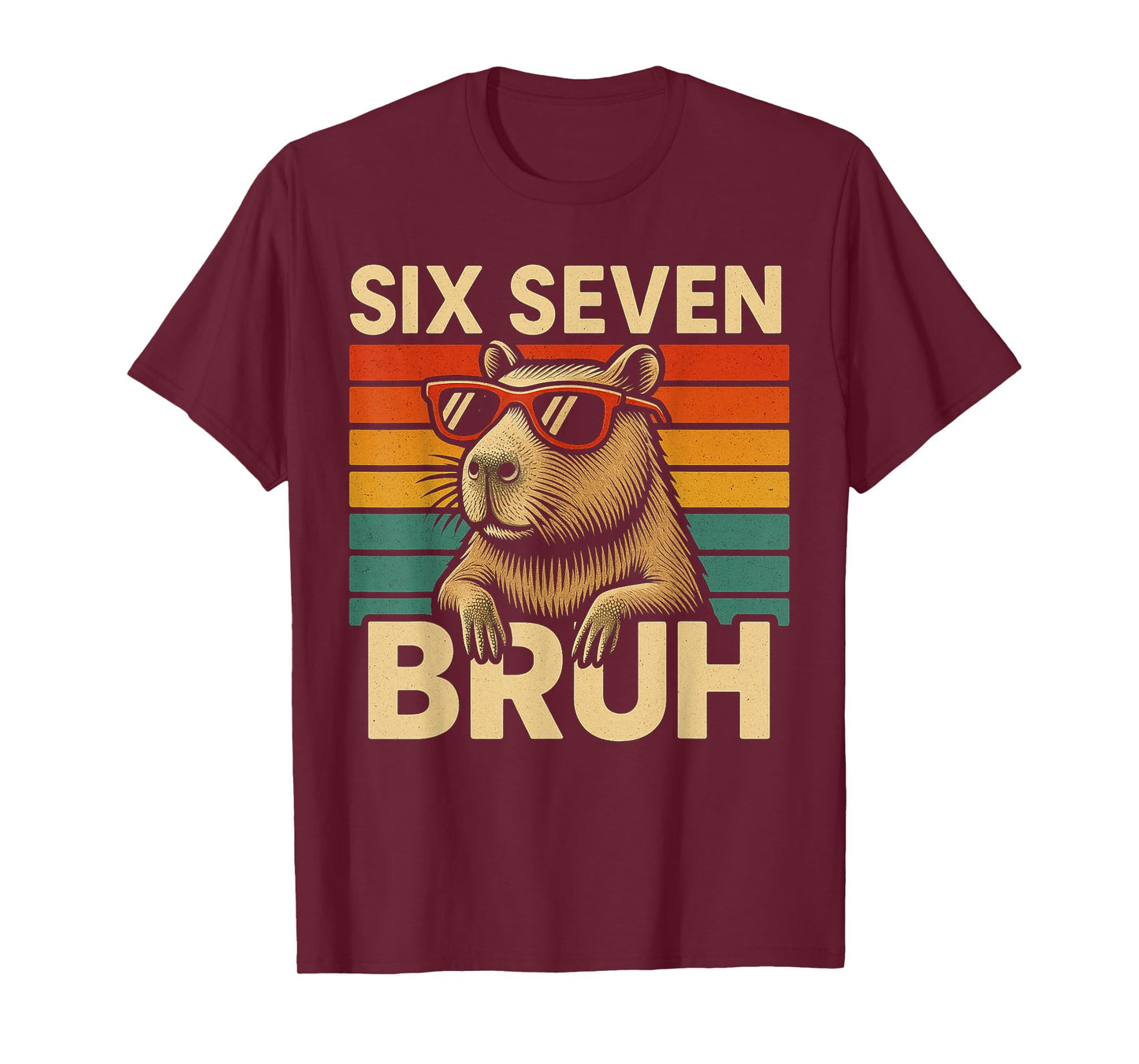 Six Seven Bruh Capybara Retro Vintage Funny 67 Meme Kids T-Shirt