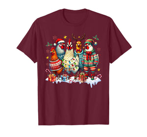 Funny Chicken Christmas Lights Farm Animal Cute Xmas Holiday T-Shirt