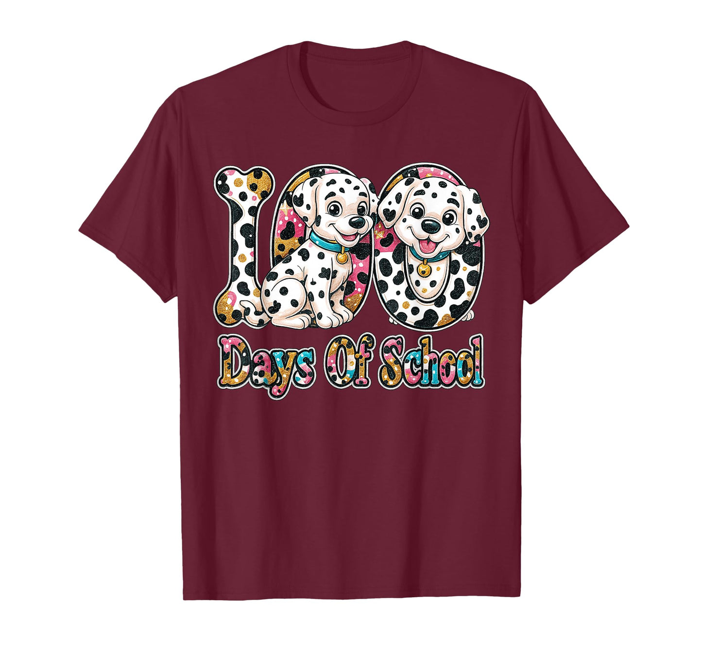 Preppy 100 Days of School Dalmatian Dog Teachers Kids T-Shirt