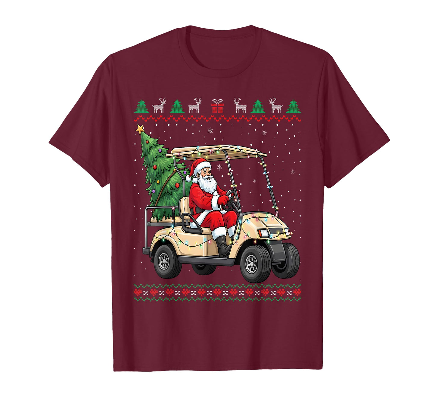 Funny Santa Driving Golf Cart Christmas T-Shirt