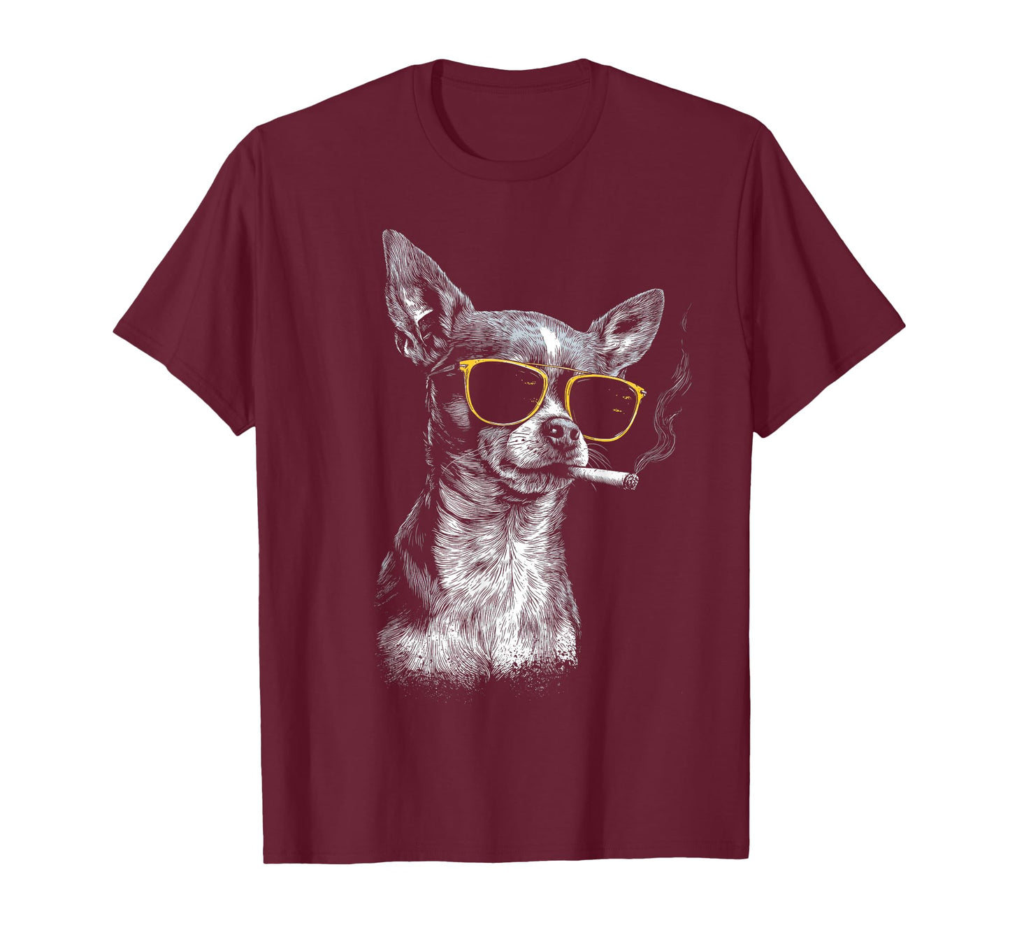 Chihuahua Smoking Cigarette Funny Dog T-Shirt
