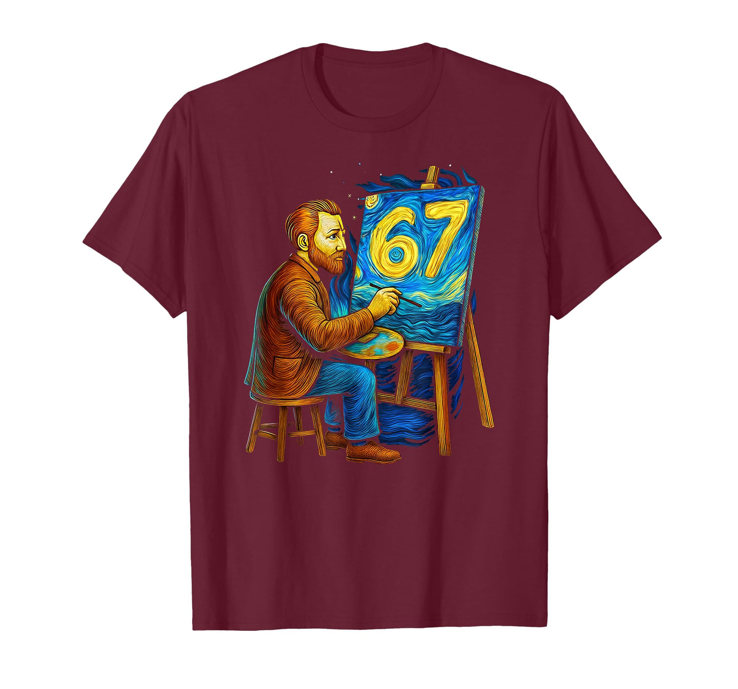 Van Gogh-Starry Night 6 7 Funny 67 Meme for Art History Fans T-Shirt