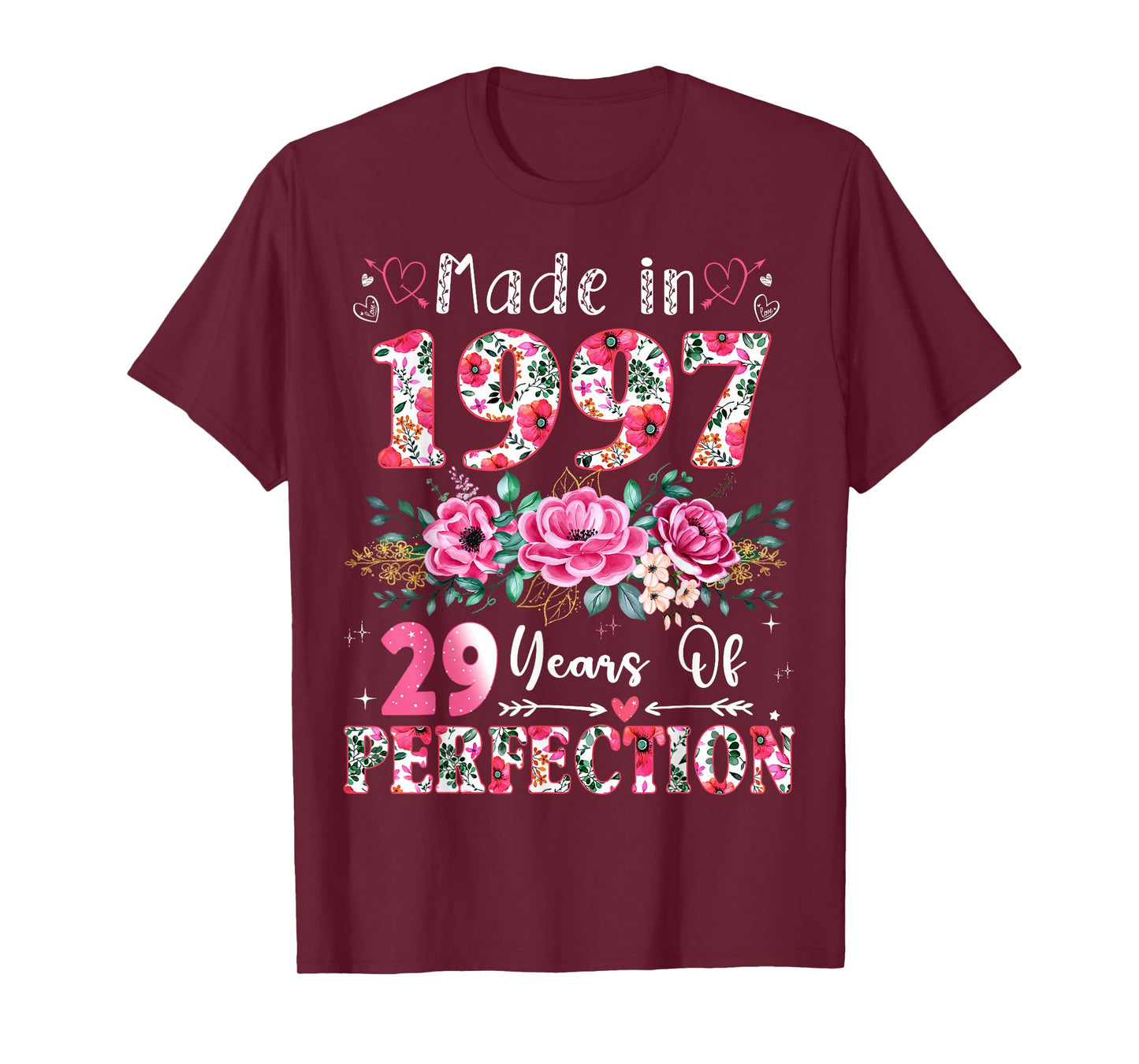 29 Year Old Made in 1997 Floral 29th Birthday Women T-Shirt