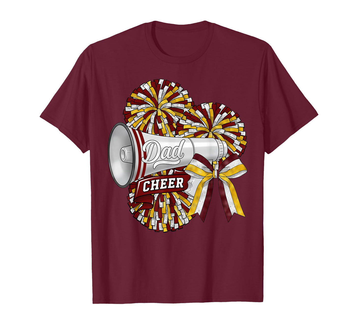 Cheer Dad Daddy Bow Sport Cheerleader Cheerleading Maroon T-Shirt