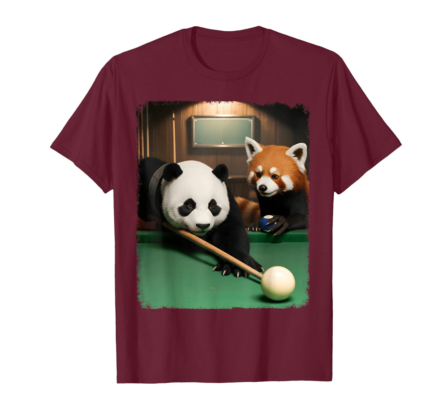 Funny Red Fox Panda Pool Game Billiard Lover Art Design T-Shirt