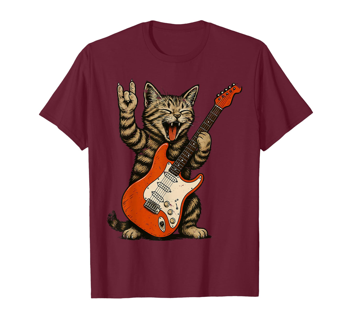 Rock Cat Bass Guitar Cat Vintage Rock N Roll Guitarist Cat T-Shirt