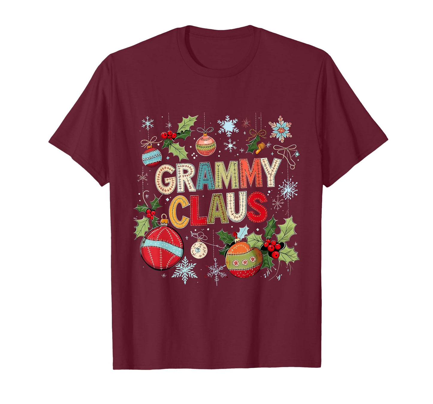 Grammy Claus Patchwork Ornament Christmas Design T-Shirt