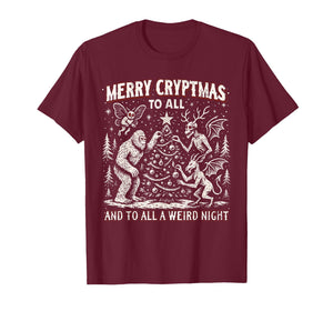 Merry Cryptmas Weird Night Cryptid Holiday Art T-Shirt