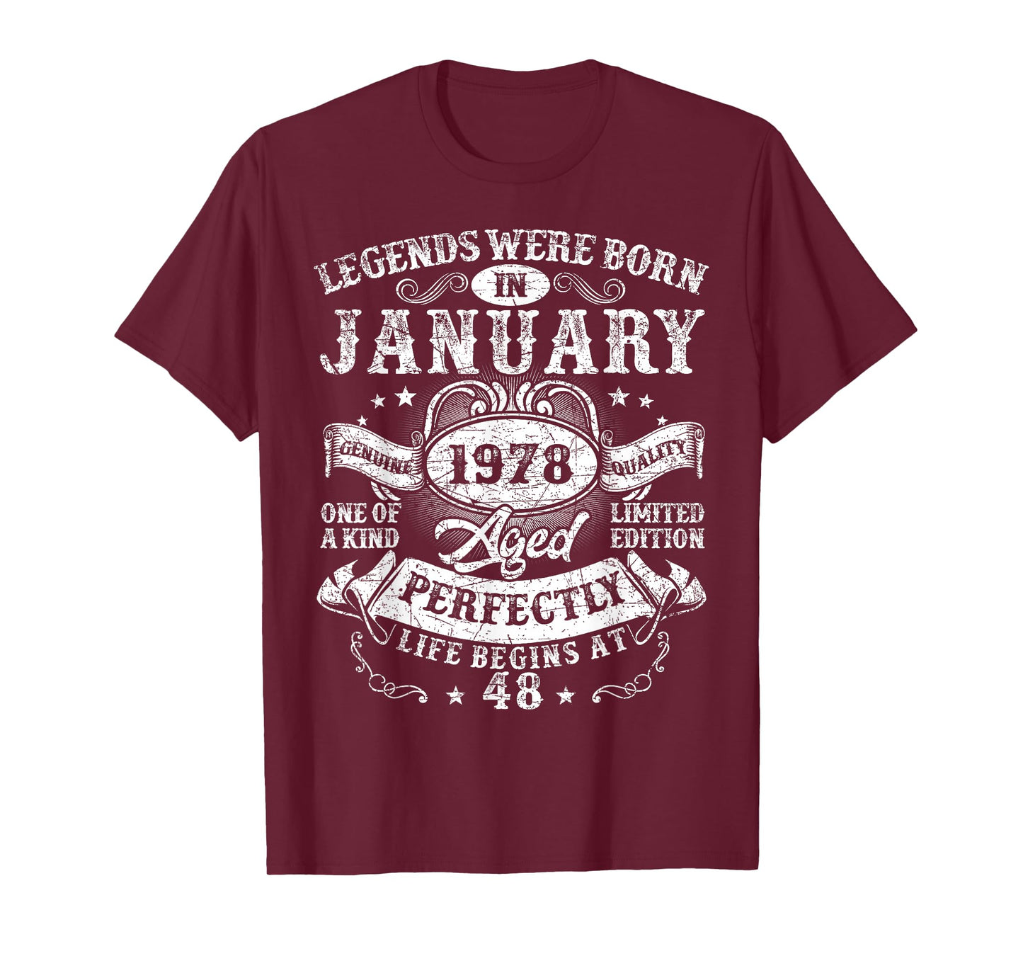 Legends were Born in January 1978 Vintage 48th Birthday Men T-Shirt