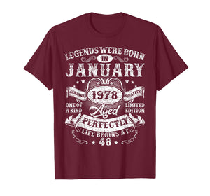 Legends were Born in January 1978 Vintage 48th Birthday Men T-Shirt