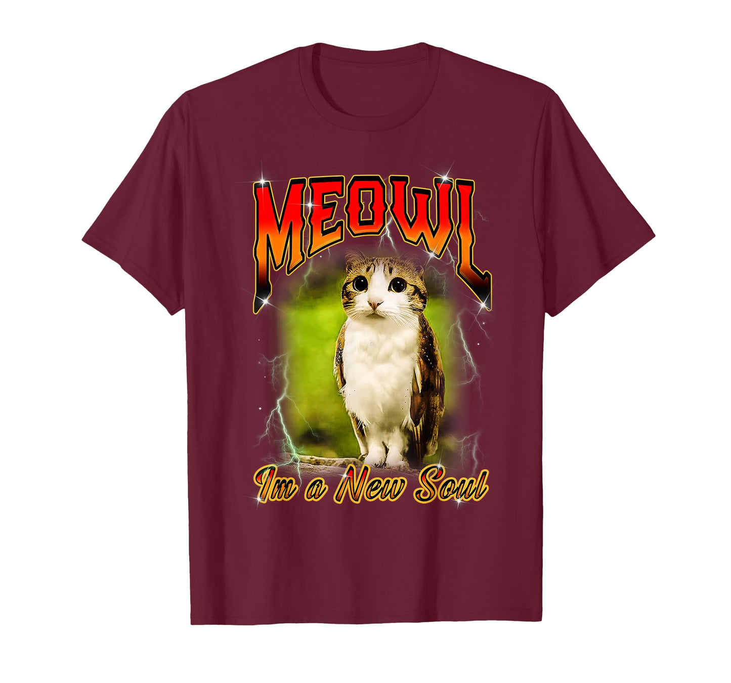 Cat Owl Funny Cursed Internet Brainrot Bootleg Meowl T-Shirt