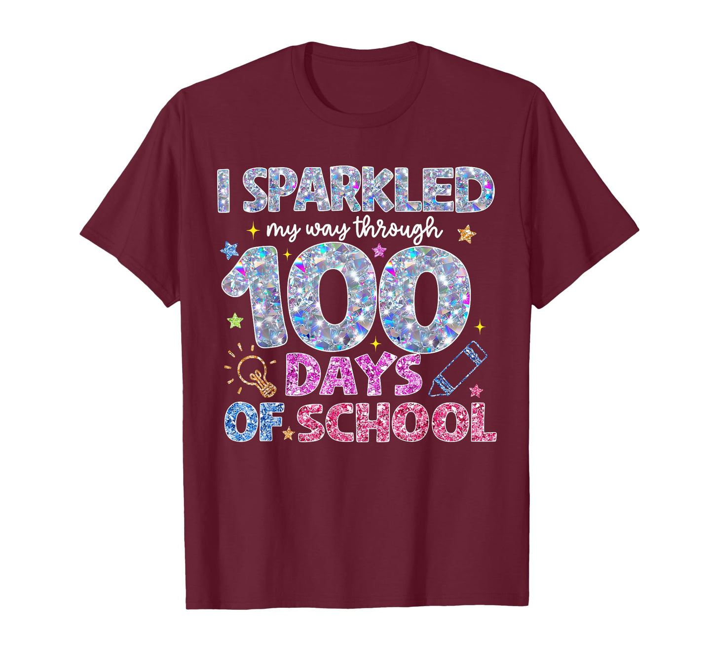 I Sparkled My Way Through 100 Day of School for Teacher Kids T-Shirt