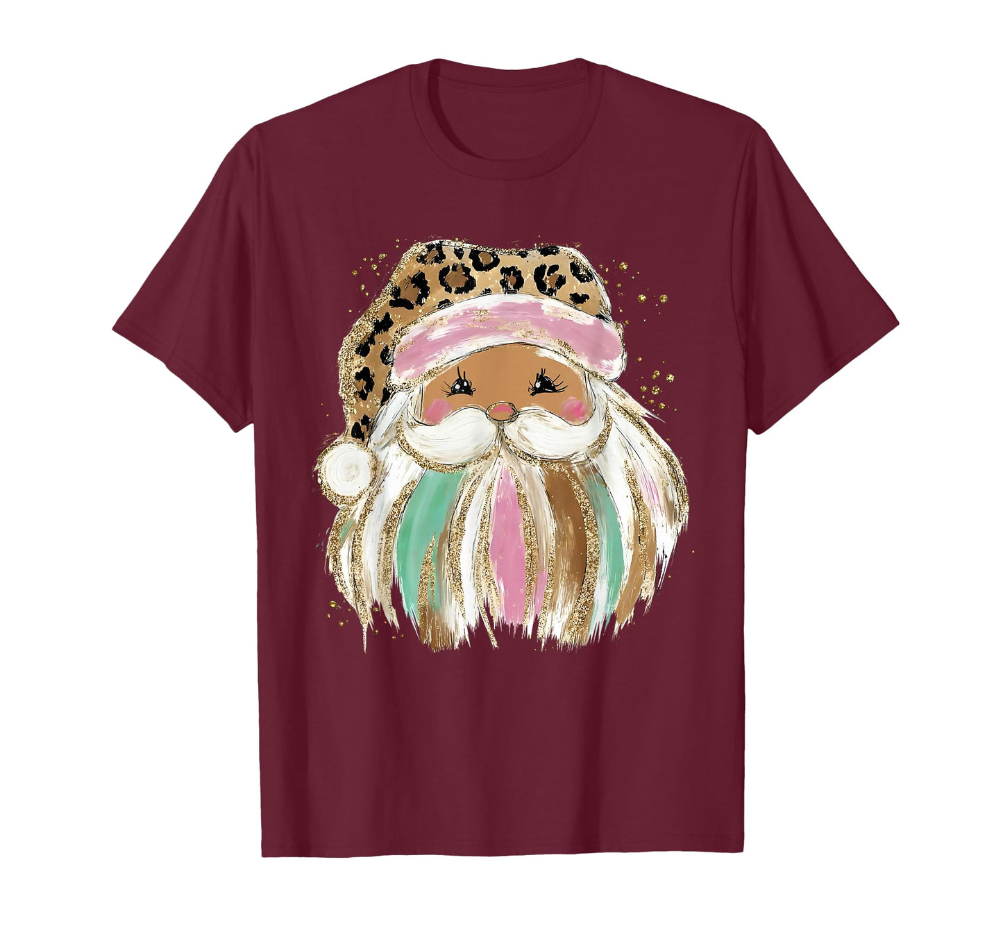 Leopard Print Funny Santa Merry Christmas Xmas Holiday Retro T-Shirt
