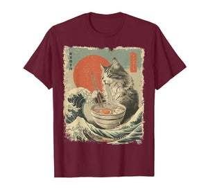 Maine Coon Cat Vintage Ramen Japanese Noodles T-Shirt